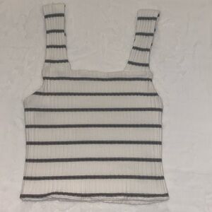 American Eagle Striped Square Neck Cropped Tank Top